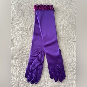 Vintage Purple Satin gloves with sequin trim